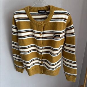 Miu Miu Yellow Striped Cardigan